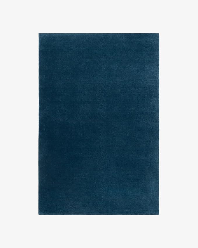 Hand-Tufted Wool Rectangle Area Rug – Soft Premium Wool Carpet for Living Room, Bedroom & Home Décor – 4X6 ft| Deep Blue – Durable, Non-Slip Backing, Handcrafted Rug