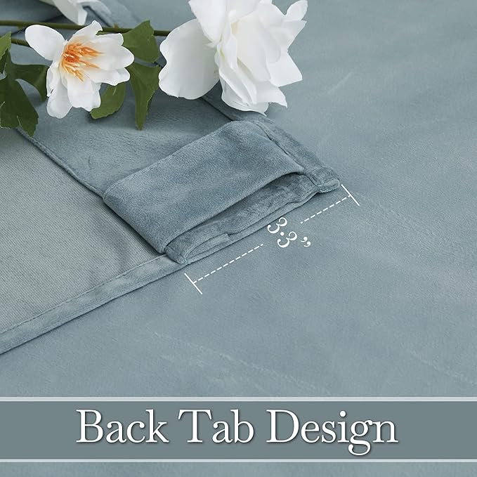 RYB Home Velvet Room Divider Curtains - Thermal Insulated Noise Reducing Panel Large Window Decor for Sliding Door Hall, Width 62 x Length 84 inch, Stone Blue, 2 Panels