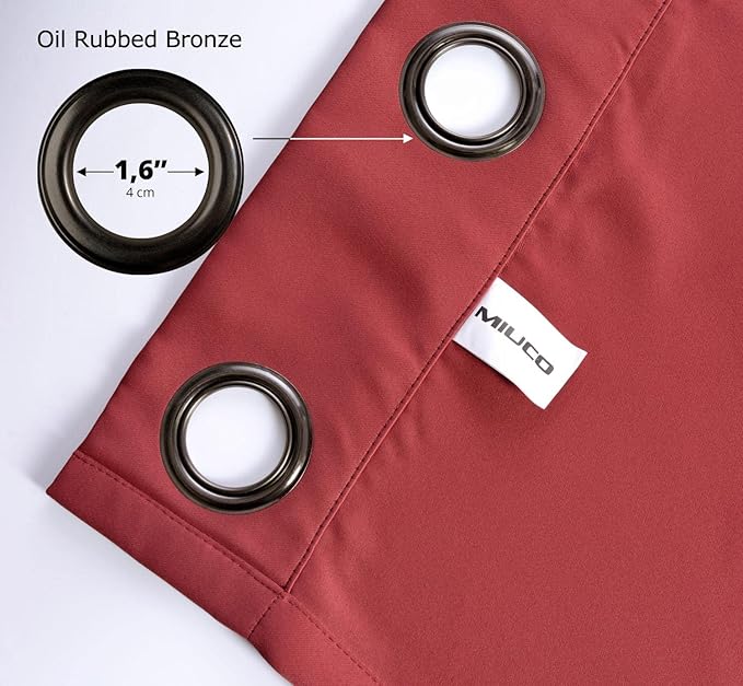 MIUCO Room Darkening Grommet Blackout Curtains for Livingroom Curtains Panels Set of 2 52x63 Inch Burgundy, Bonus 2 Tie Backs Included
