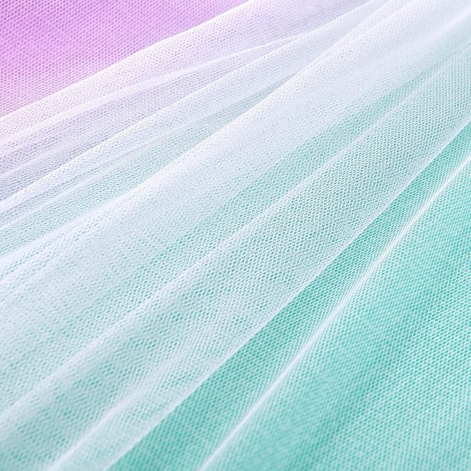 XiDi Curtains for Bedroom Decor, Rainbow PinkPuGreen-52-45