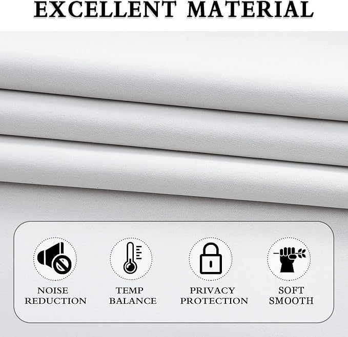 DONREN Greyish White Room Darkening Window Curtain Panels - Off White Thermal Insulated Rod Pocket Curtains for Bathroom (42 Width x 63 Length,2 Panels)