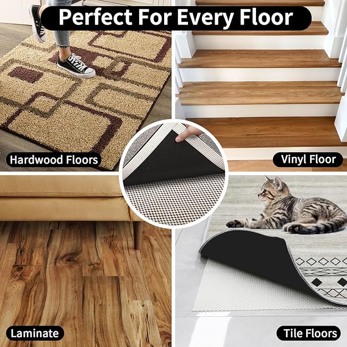 FestiCorp Non Slip Rug Pads 2x8 Ft Non Skid Rug Pad Gripper, Anti-Slip Carpet Rug Mats for Under Rugs and Hard Surface Floors