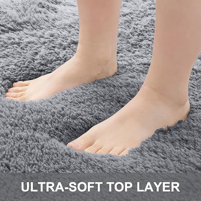 OLANLY 5x7 Machine Washable Large Area Rugs for Living Room, Bedroom, Soft Fluffy Shaggy Bedside Rug, Indoor Floor Carpet for Kids Girls and Boys, Dorms, Nursery, Home Decor Aesthetic, Light Grey