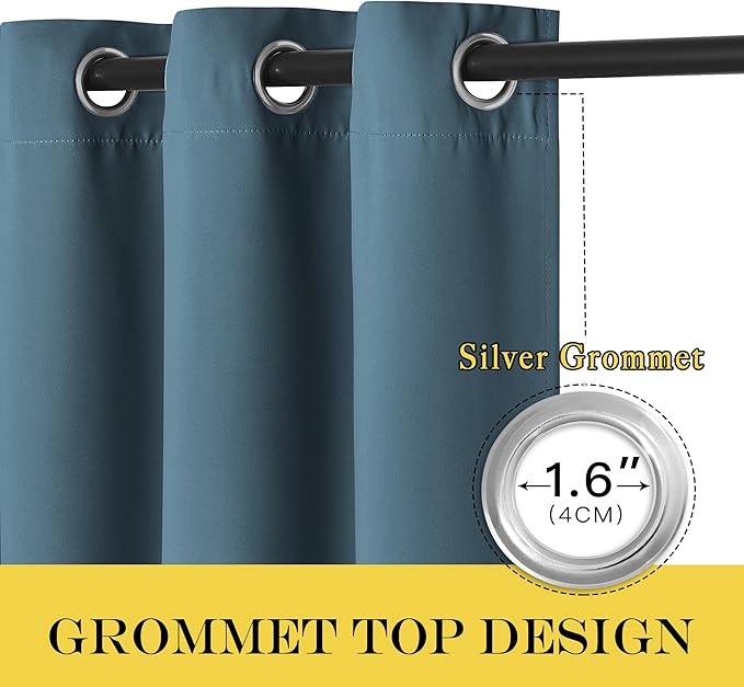 NICETOWN Blackout Curtains for Sliding Glass Door Room Divider Noise Reduce Curtain Panel Portable Window Screen Sliding Partition, W100 x L102 inches, 1 Panel, Smoky Blue