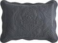 CHIXIN Microfiber King Pillow Shams Set of 2 - Quilted Decorative Pillow Covers - Dark Grey - Size (20" x 36")