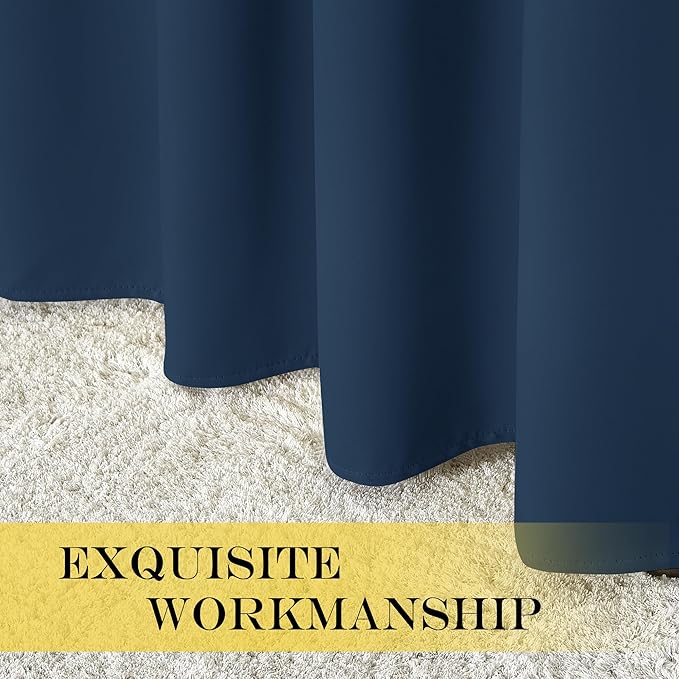 NICETOWN Bedroom Curtain Room Darkening Drapery 102 inches Length - Home Fashion Thermal Insulated Grommet Room Darkening Curtain for Living Room (Moroccan Blue, 1 Panel, 52 x 102 inches)