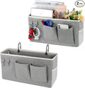 Ozzptuu Bedside Storage Caddy/Bedside Hanging Storage Bag for Headboards Bunk Beds Dorm Rooms Book Phone Magazine Holder (2PC Grey)