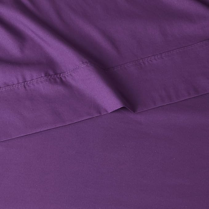 Amazon Basics Lightweight Super Soft Easy Care Microfiber 3 Piece Bed Sheet Set With 14-inch Deep Pockets, Twin X-Large, Plum, Solid