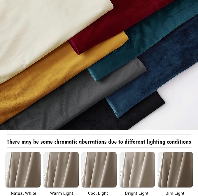 RYB Home Farmhouse Curtains Elegant Velvet, Room Darkening Privacy Shades as Window Treatment Thermal Curtains for Living Room Bedroom Dining, Camel Beige, W52 x L120 inches, Set of 2