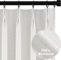 Topfinel 105 Inches Long Custom Black Out Faux Thick Linen Drapery Panels, Pinch Pleated Heat Reflective Cream Curtains with Pin Hooks, Luxury Lined Back Tab Drapes 2 Panels for Living Room