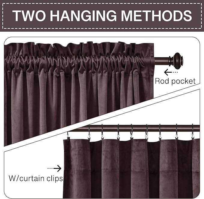 StangH Purple Curtains 84 Inch - Luxury Thermal Light Blocking Privacy Velvet Drapes for Bedroom & Living Room, Super Soft Noise Reducing Window Treatments, W52 x L84, 2 Panels