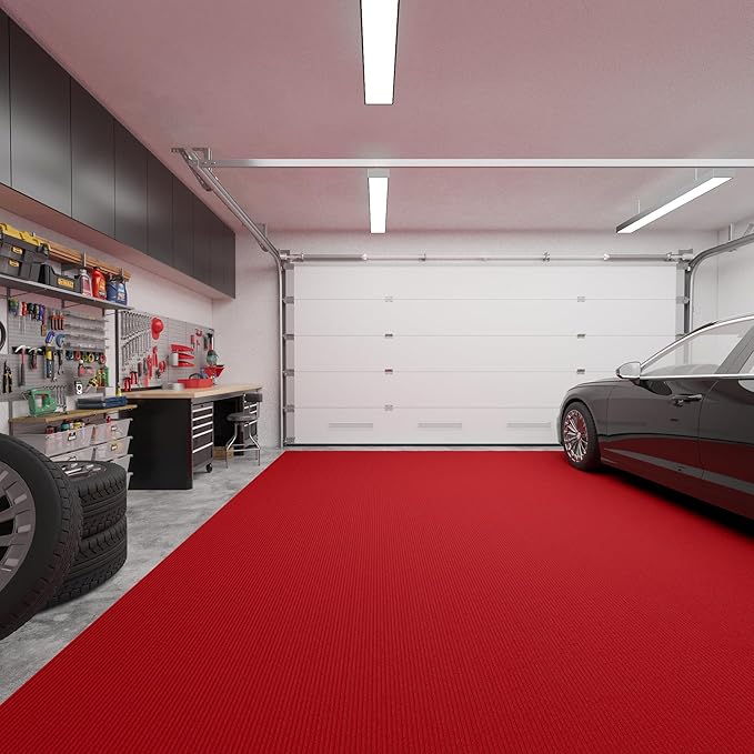 Ottomanson 6'6" x 28' Hallway Runner with Scraper Pile Extra Durable Non-Slip Rug Mat for Indoor & Outdoor Use - Ideal for Kitchen, Entryway, Patio & Garage - High-Traffic Carpet, Red
