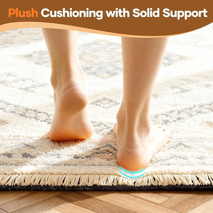 Veken Non Slip Cushioned Rug Pad Gripper 7 x 10 Ft, Felt and Silicone Backing, 1/4 inch Thick Carpet Liner for Hardwood Floors and Finishes, Under Area Rugs Anti Skid Mat, Keep Rugs Safe and in Place