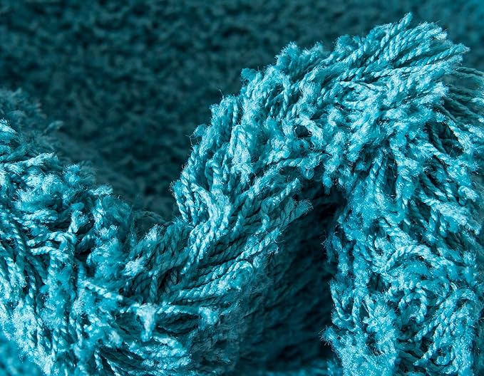 Unique Loom Solid Shag Collection Area Rug (8' x 11' Rectangle, Deep Aqua Blue)
