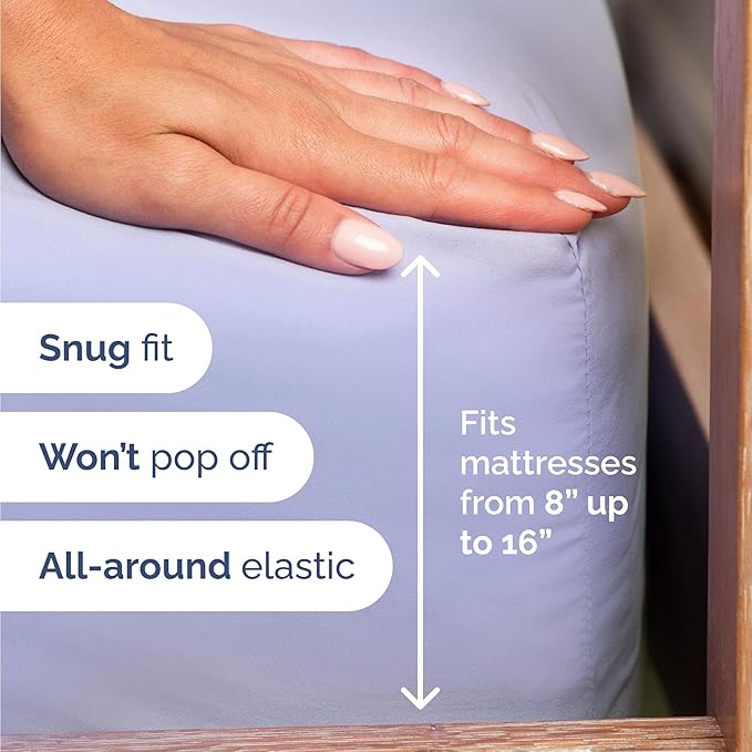 Twin 4 Piece Sheet Set - Cooling, Comfy & Breathable - Hotel Luxury Bedding, Includes Fitted Sheet for Women, Men, Kids and Teens - 1 Flat, 1 Fitted Sheet, 2 Pillowcases with Deep Pockets - Lavender