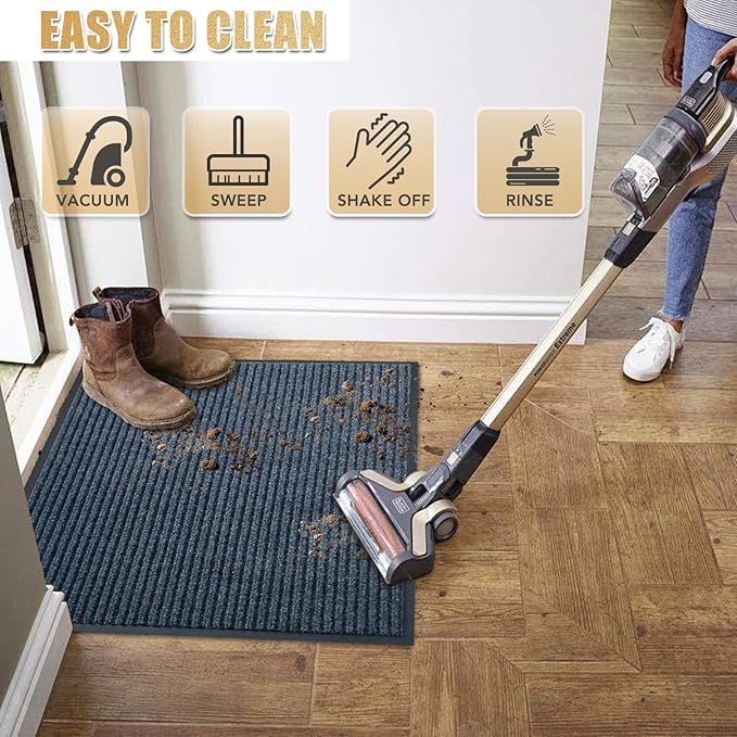 Front Door Mat,3'x5'Indoor Outdoor Door Mat,Heavy Duty Durable Welcome,Commercial Floor Mats Inside Outside Entrance, Waterproof All-Season, All-Weather Non Slip Backing Doormat for Entryway,Dark Gray