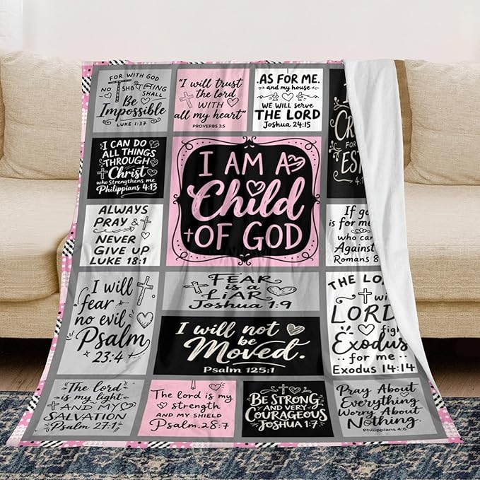 Christian Gift for Women, Inspirational Throw Blanket for Couch, Soft Lightweight Flannel Blanket, 30"x 40" Thoughts and Prayers Blankets for Bedroom Sofa Living Room Decoration