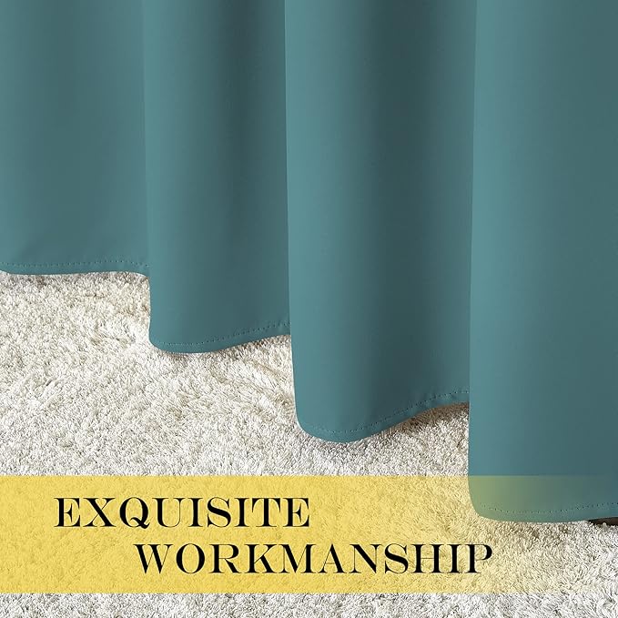 NICETOWN Blackout Short Curtain 63 inches Long for Windows, Thermal Insulated Curtain Grommet Room Darkening Window Treatment for Bedroom/Living Room, 1 Panel, W46 x L63, Sea Teal