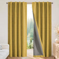 Joydeco Blackout Curtains for Bedroom - 100% Light Blocking 2 Panels Set Yellow Drapes 42" W x 96" L, Thermal Insulated Room Darkening Curtains, Linen Textured for Living Room, Rod Pocket & Back Tabs