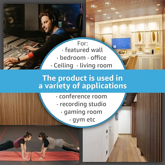 Art3d 2-Pack Acoustic Wood Slat Wall Panels for Interior Decor, 3D Fluted Sound Absorbing Wood Paneling for Accent Wall Ceiling Kitchen Living Room Bedroom Office, 47.2 x 23.6 inch Teak