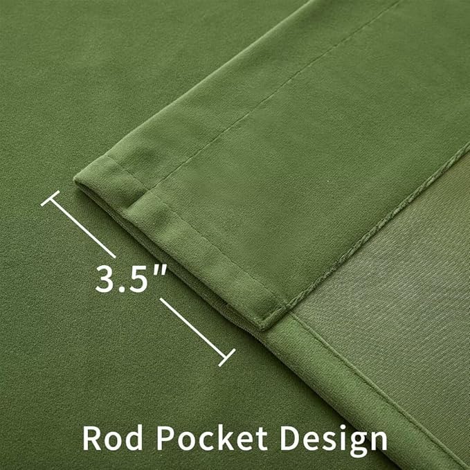 Joydeco Green Velvet Curtains 90 inch 2 Panel, Room Darkening Super Soft Velvet Drapes for Bedroom Living Room Thermal Insulated Window Drapes, Luxury Blackout Rod Pocket Curtains,W52 x L90 inch