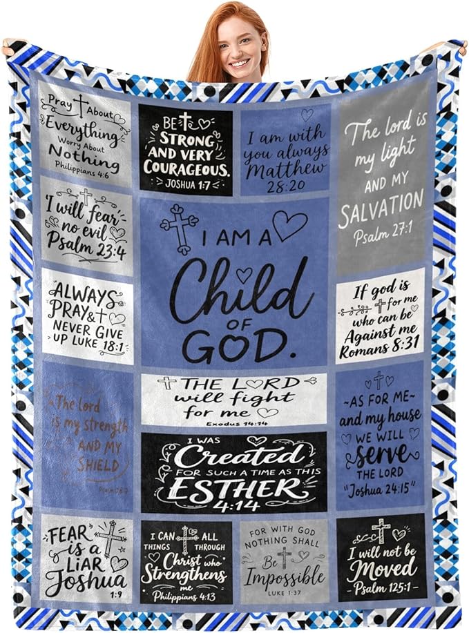 Christian Throw Blanket for Couch, Inspirational Gift for Women, Super Soft Plush Flannel Blanket, 60"x 80" Thoughts and Prayers Blankets for Bedroom Sofa Living Room Decoration