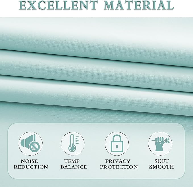 DONREN 54 Inch Length Aqua Blackout Curtains for Bedroom - Small Window Treatment Rod Pocket Curtain Drapes (Set of 2 Panels)