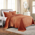 Superior 3 Piece Basketweave Cotton Bedspread Set, Home Bed Decor, Decorative Bed Spread, 2 Pillow Shams, Medium Weight Blanket, Matelasse Coverlet Bedding, Geometric Lattice Pattern, Queen, Mandarin