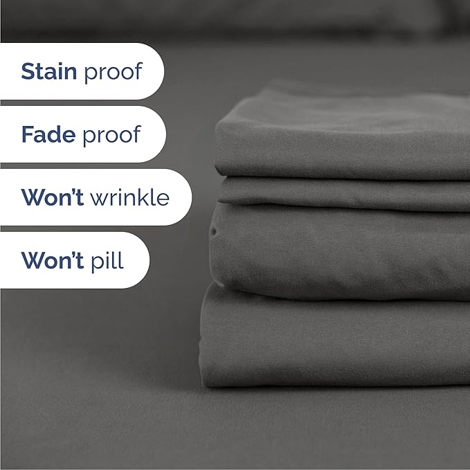 Cal King 6 Piece Sheet Set - Cooling, Comfy & Breathable - Hotel Luxury Bedding, Includes Fitted Sheet for Women, Men, Kids & Teens - 1 Flat, 1 Fitted Sheet, 4 Pillowcases w/Deep Pockets - Charcoal