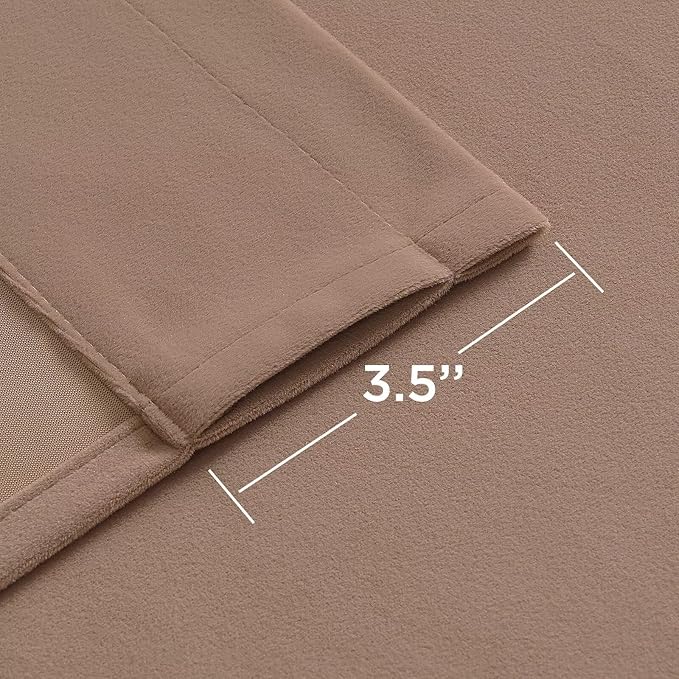 Joydeco Velvet Curtains Rose Beige Blackout Curtains Thermal Insulated 90 inches Long Window Curtains Super Soft Room Darkening Drapes for Bedroom Living Room Elegant Rod Pocket 2 Panels Rose Beige