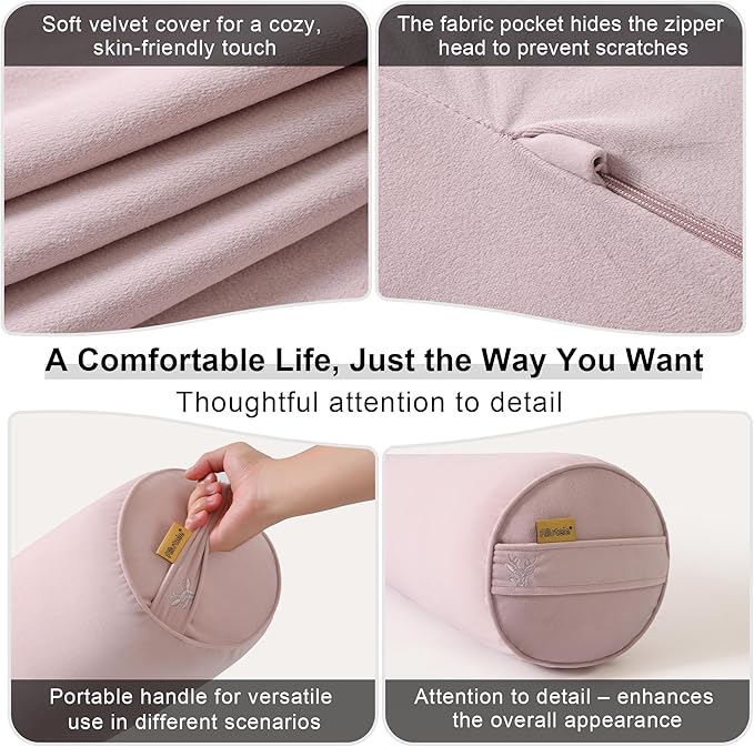 Body Pillow for Adults – Long Bolster Pillow for Bed, Round Cuddle Pillow, Full Support for Side Sleepers,47.24x 7.87 Inches,Purple