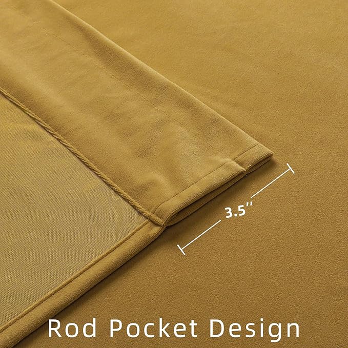 Joydeco Brown Velvet Curtains 108 inch Length 2 Panels, Luxury Blackout Rod Pocket Thermal Insulated Window Curtains, Super Soft Room Darkening Drapes for Living Dining Room Bedroom,W52 x L108 inches