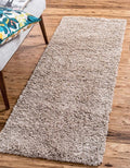 Unique Loom Solid Shag Collection Area Rug (2' 6" x 19' 8" Runner, Taupe)