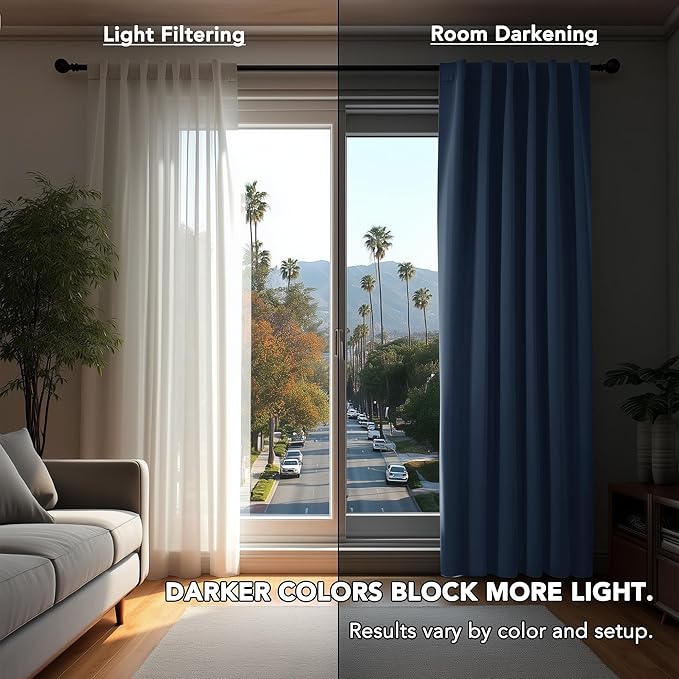 Deconovo Blackout Curtains, Thermal Insulated, W70 x L95 2 Panels, Back Tab, Machine Washable, Room-Darkening Drapes for Bedroom/Living Room Stone Blue