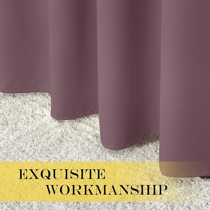 NICETOWN Blackout Living Room Curtain 108 inches Long - Grommet Thermal Insulated Cold & Heat Blocking Window Treatment Sound Reducing Drape for Bedroom (Dry Rose, 1 Piece, W52 x L108)