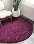 Unique Loom Solid Shag Collection Area Rug (5' 3" Round, Eggplant Purple)