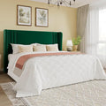 SHA CERLIN Full Size Velvet Upholstered Platform Bed Frame with Vertical Channel Tufted Wingback Headboard, Wooden Slats Support, Easy Assembly, Under Bed Storage, No Box Spring Required, Green