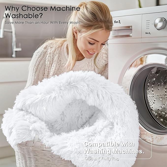 OLANLY 6x9 Machine Washable Large Area Rugs for Living Room, Bedroom, Soft Fluffy Shaggy Bedside Rug, Indoor Floor Carpet for Kids Girls and Boys, Dorms, Nursery, Home Decor Aesthetic, White