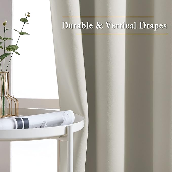 NICETOWN Natural Room Darkening Living Room Curtains 110 inches Long, Grommet Thermal Window Treatments Room Divider Blinds Sound Reducing for Living Room, W66 x L110, 2 Pieces
