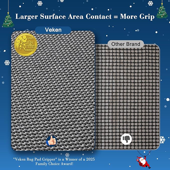 Veken Runner Rug Pad Gripper for Hardwood Floors, Non Slip 2x6 Ft Rug Pads for Area Rugs, Thick Dark Grey Rug Grippers for Tile Floors, Under Carpet Anti Skid Mat, Keep Your Rugs Safe and in Place