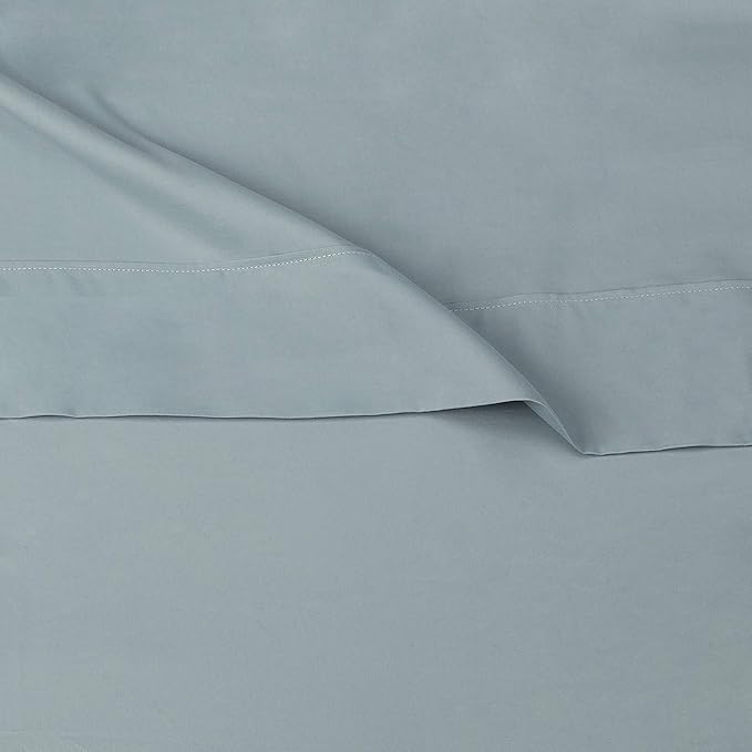 Amazon Basics Lightweight Super Soft, Wrinkle-Free Easy Care Microfiber 4 Piece Bed Sheet Set with 14-Inch Deep Pockets, Queen, Spa Blue, Solid