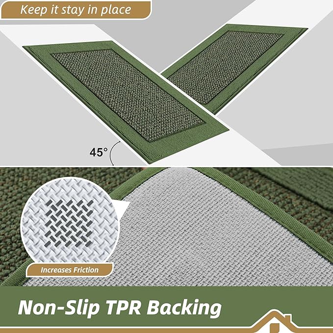 BEQHAUSE Indoor Door Mat 32" x 48", Dirt Trapper Door Mats Non-Slip Entryway Rugs Washable, Resist Dirt Absorbent Welcome Mat, Low Profile Floor Mats for Front Back Door and Entryway, Green