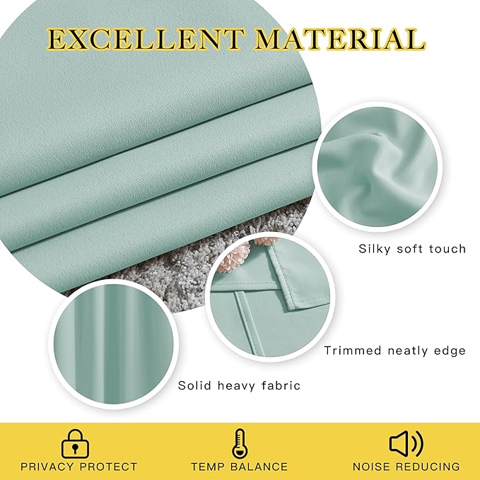 NICETOWN Blackout Curtains for Girls Room - Thermal Insulated Solid Grommet Room Darkening Panels/Drapes for Girl's Bedroom (Aqua Blue, 1 Pair, 46 by 54-Inch)