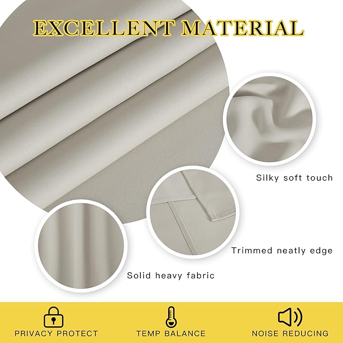 NICETOWN Short Blackout Curtain for Bedroom - Window Treatment Thermal Insulated Grommet Room Darkening Sound Reducing for Kids Room/Nursery (Natural, 1 Panel, W52 x L54)