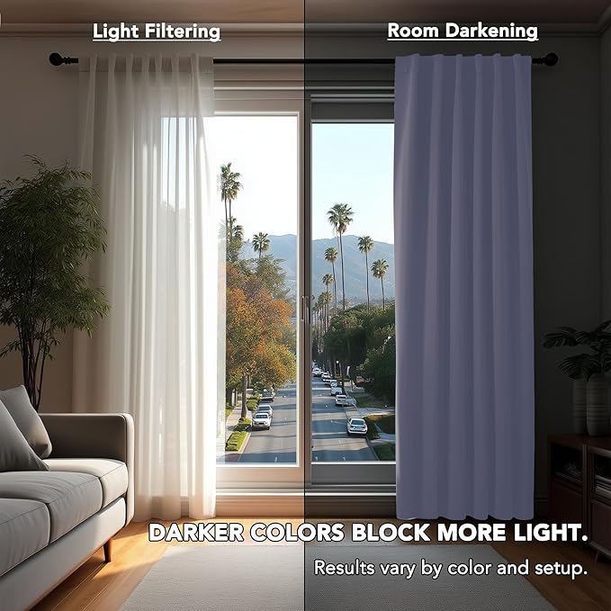 Deconovo Blackout Curtains, Thermal Insulated, W52 x L108 2 Panels, Back Tab, Machine Washable, Room-Darkening Drapes for Bedroom/Living Room Light Purple