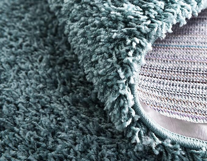 Unique Loom Solid Shag Collection Area Rug (10' x 13' 1" Rectangle Light Slate Blue)
