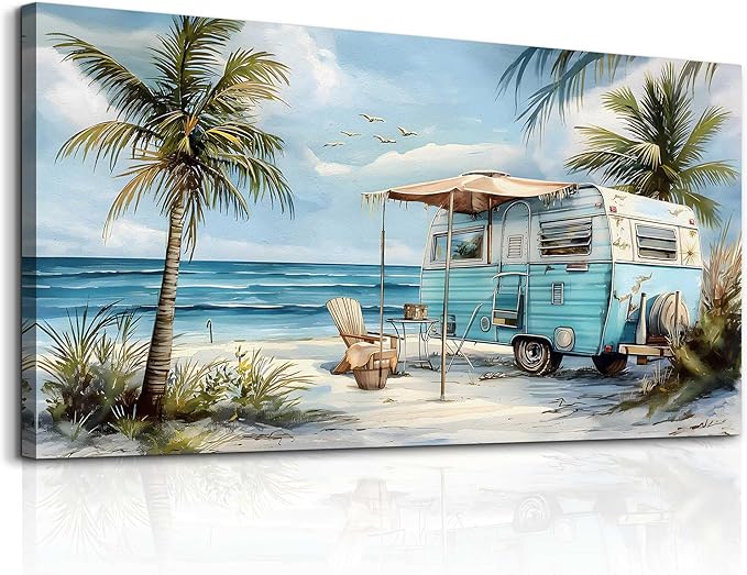 ERQINHUA Wall Art For Living Room Canvas Wall Decor For Bedroom Office Decorations Marine Beach Landscape Painting Pictures Artwork Modern Beach Posters Aesthetic Ready To Hang Home Decor 20"x40"
