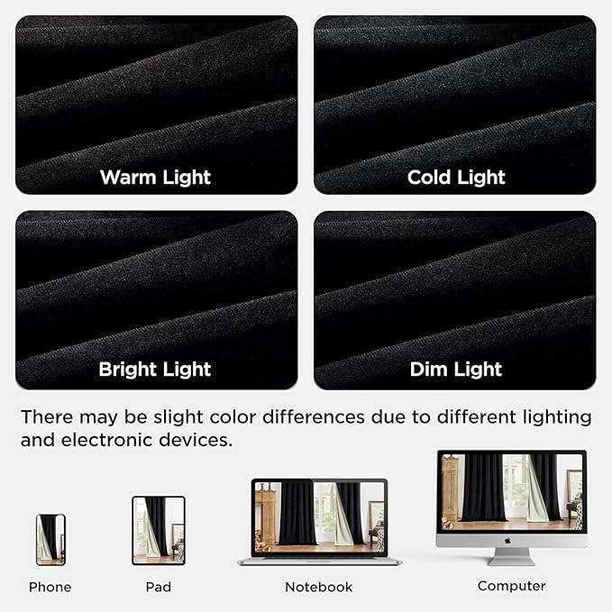 Joydeco Black 100% Blackout Curtains 120 Inch 2 Panels, Luxury Thermal Insulated Black Velvet Curtains for Bedroom Living Room, Soundproof Blackout Window Drapes, Grommet Top (52W x 120L)