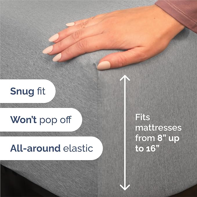 King 6 Piece Sheet Set - Cooling & Breathable - Hotel Luxury Bedding, Includes Fitted Sheet for Women, Men, Kids and Teens - 1 Flat, 1 Fitted Sheet, 4 Pillowcases with Deep Pockets - Heathered Grey