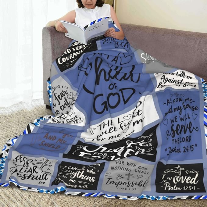 Christian Throw Blanket for Couch, Inspirational Gift for Women, Super Soft Plush Flannel Blanket, 40"x 50" Thoughts and Prayers Blankets for Bedroom Sofa Living Room Decoration